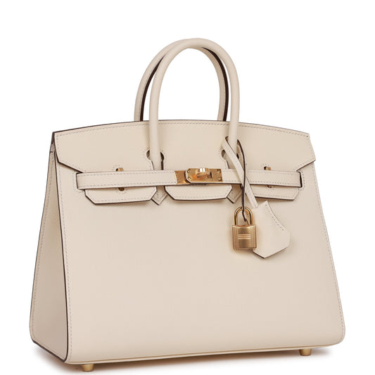 Hermes Birkin 25 Sellier Nata Epsom Gold Hardware