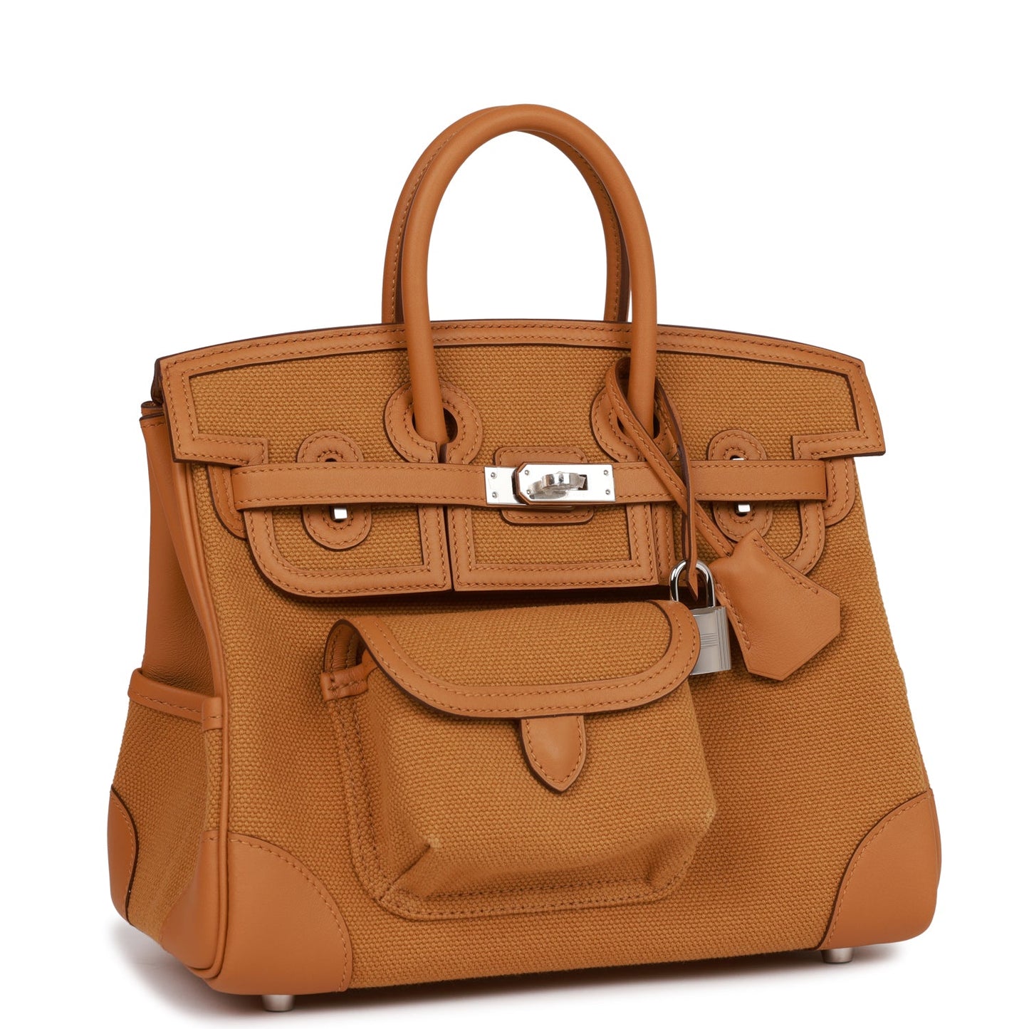 Hermes Birkin Cargo 25 Desert/ Sesame Swift and Toile Canvas Palladium Hardware