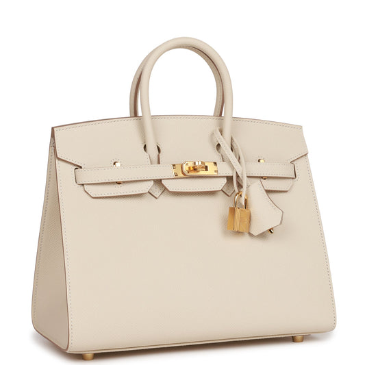Hermes Birkin 25 Sellier Craie Epsom Gold Hardware