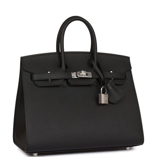 Hermes Birkin 25 Sellier Black Epsom Palladium Hardware
