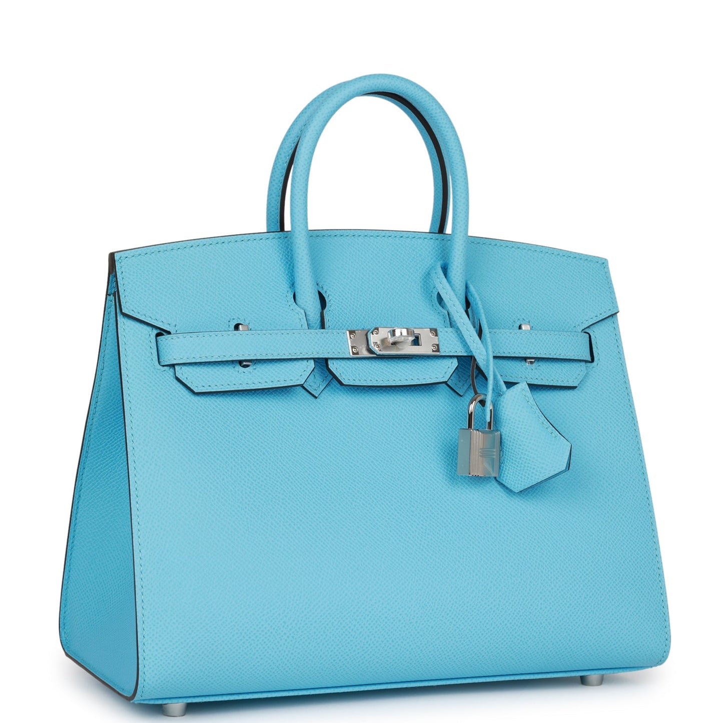 Hermes Birkin 25 Sellier Celeste Epsom Palladium Hardware