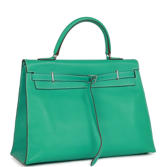 Hermes Kelly 35 Flat Lagoon Swift Palladium Hardware