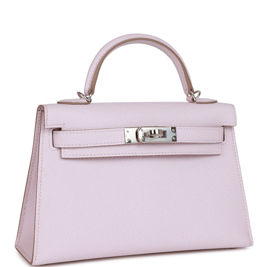 Hermes Kelly 20 Sellier Mauve Pale Epsom Palladium Hardware