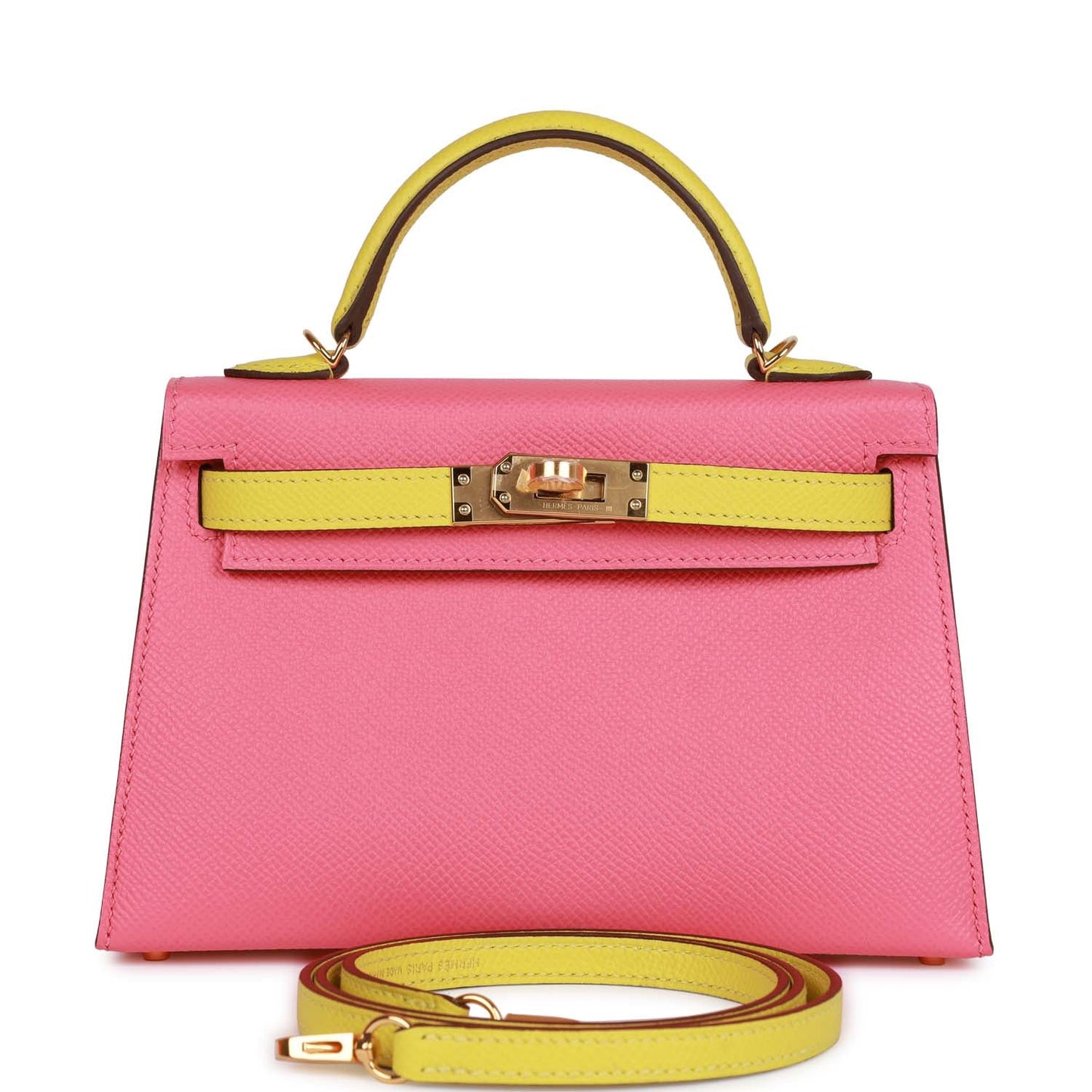 Hermes Special Order (HSS) Kelly 20 Sellier Rose Azalee and Lime Epsom Gold Hardware