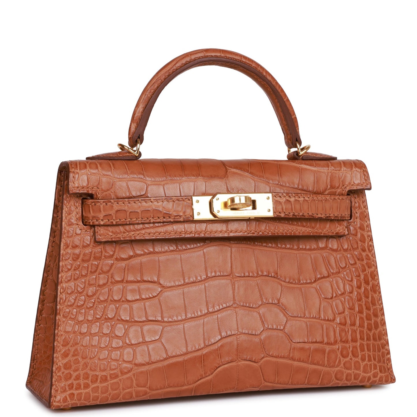Hermes Kelly 20cm Sellier Gold Matte Alligator Gold Hardware
