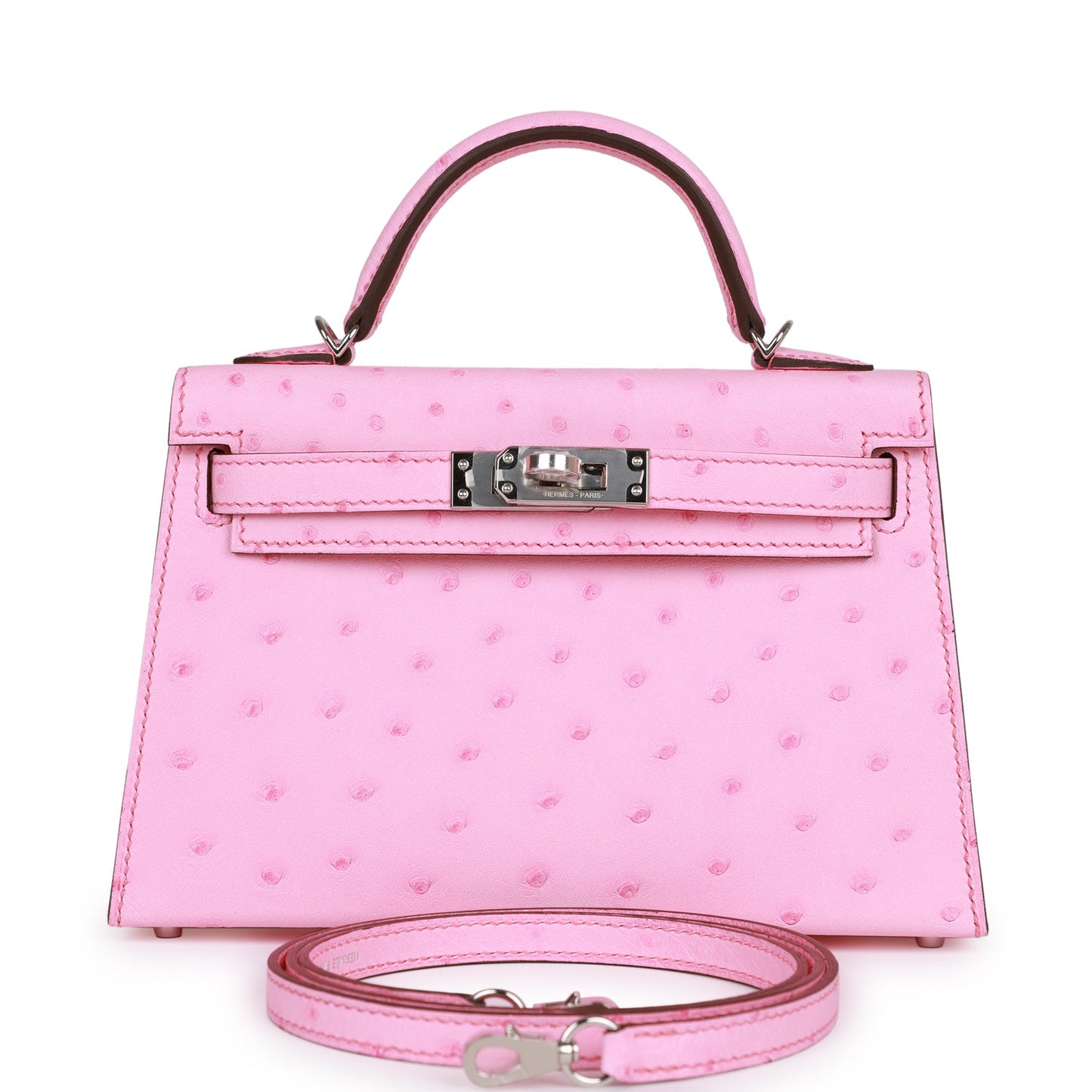 Hermes Kelly 20 Sellier Bubblegum Ostrich Palladium Hardware