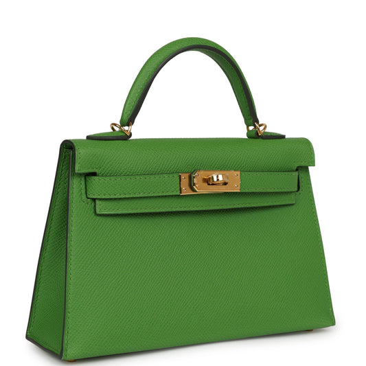 Hermes Kelly 20 Sellier Vert Yucca Epsom Gold Hardware