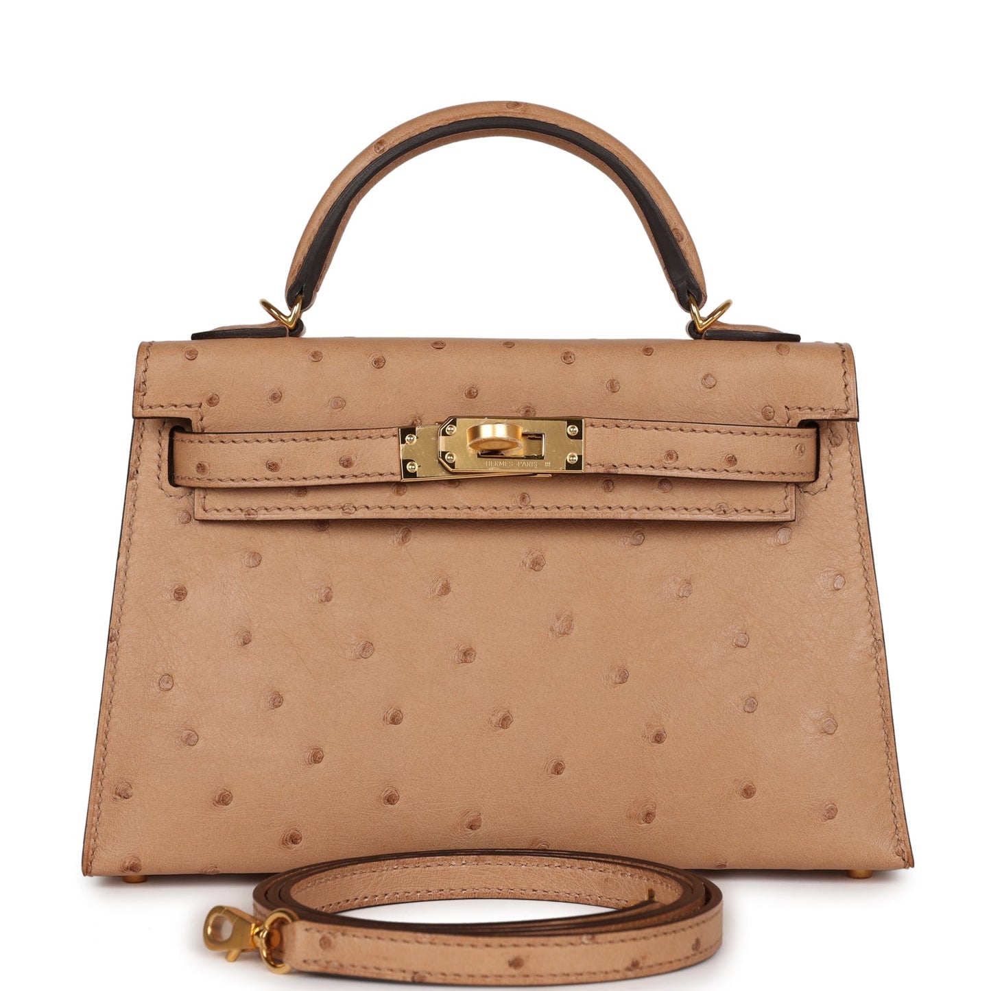 Hermes Kelly 20 Sellier Chai Ostrich Gold Hardware