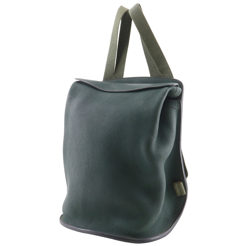 HERMES Backpack leather Green Sherpa PM unisex(Unisex)