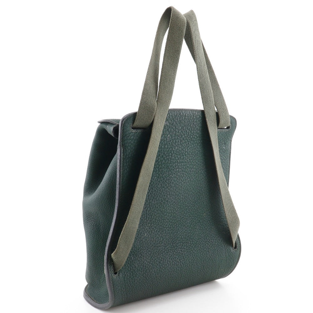 HERMES Backpack leather Green Sherpa PM unisex(Unisex)