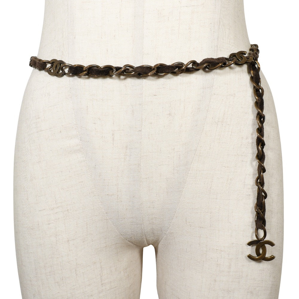 Chanel Chain Belt Gold Plated Suede Classic Flap Tote
