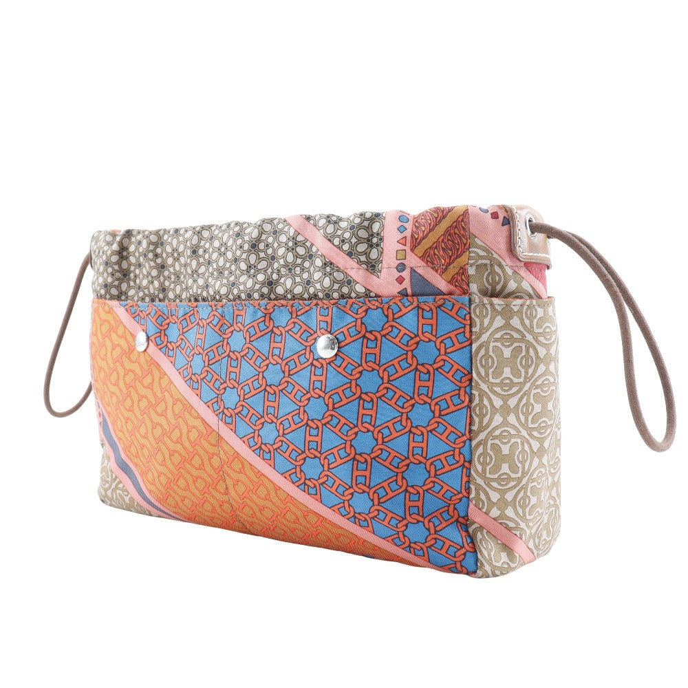 HERMES Pouch Silk, Vaubarenia Brown / orange CARRE EN CRAVATES Foolby 20 Women