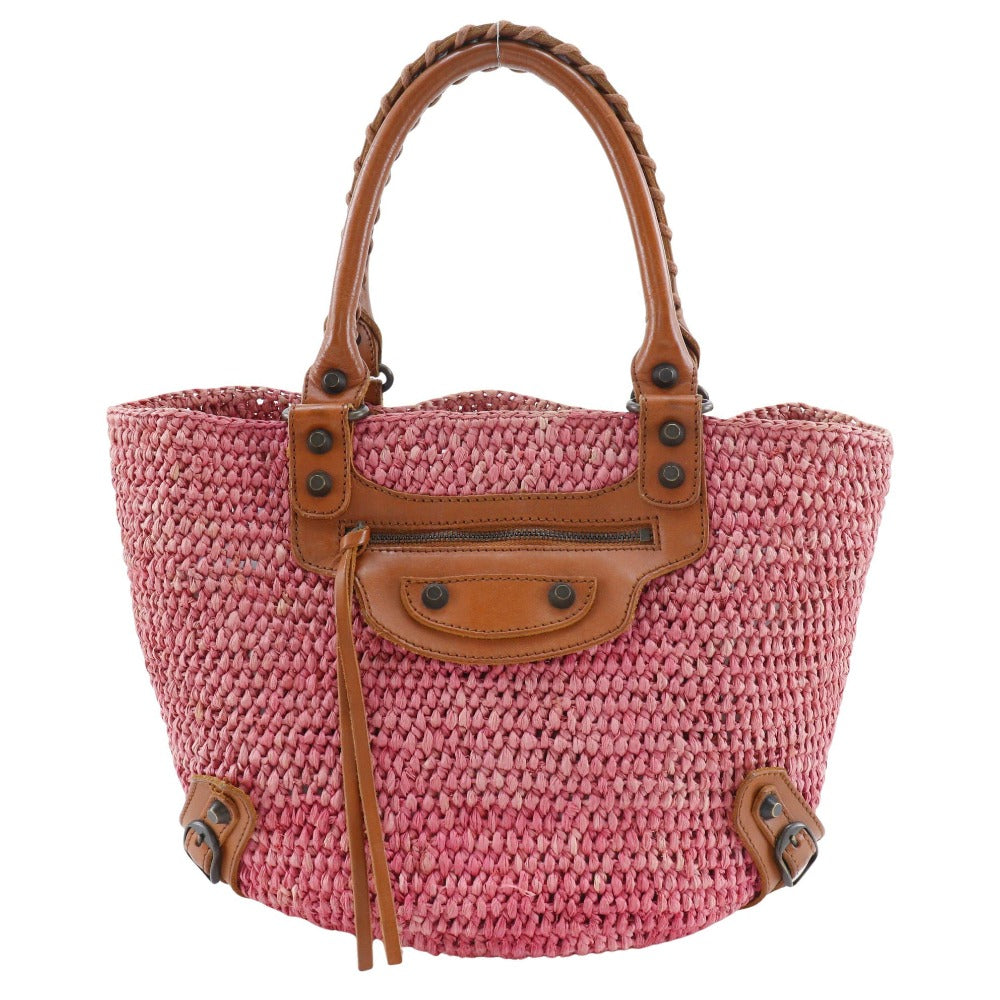 Balenciaga Straw Basket Tote Bag