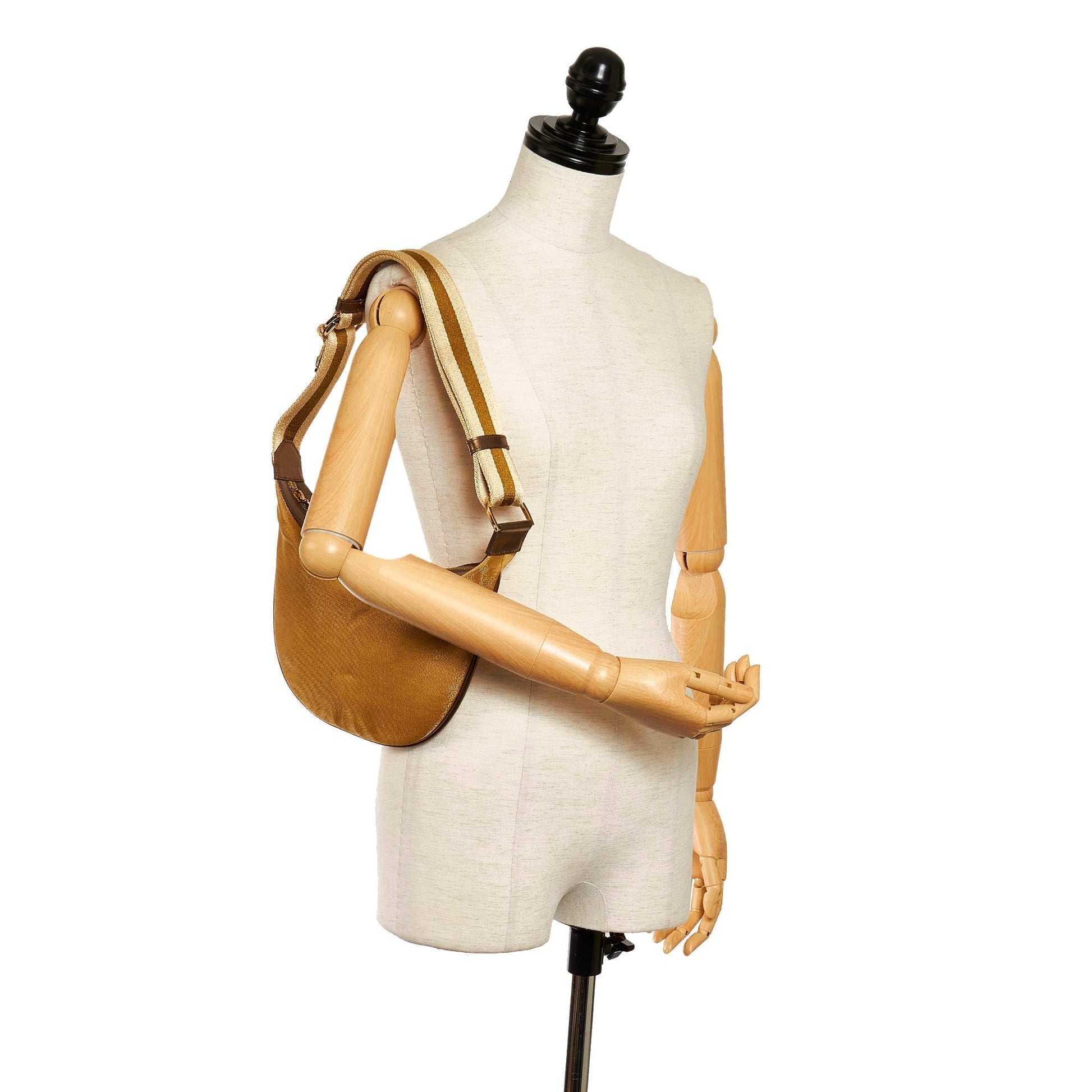 Gucci Web Leather Nylon Shoulder Bag