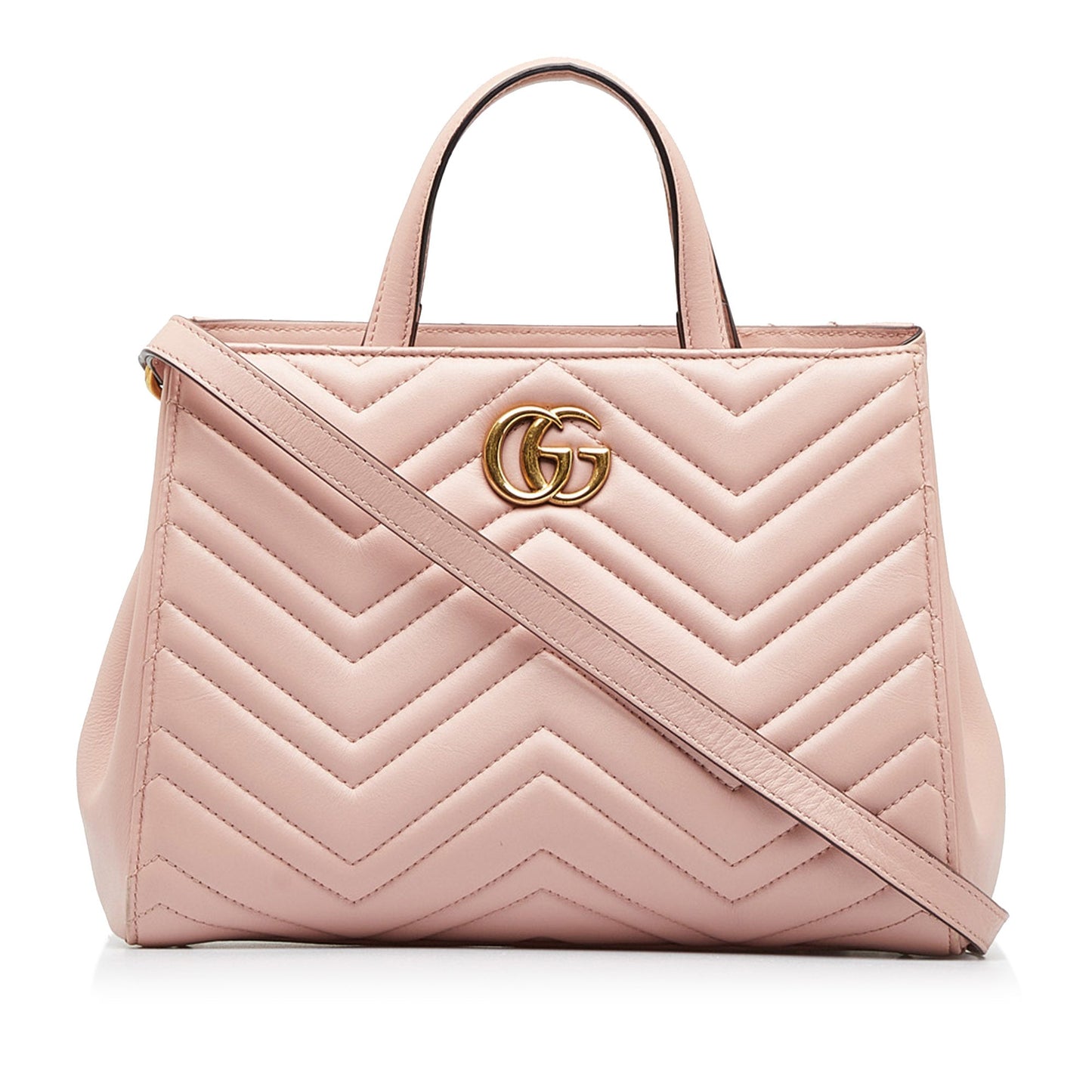 Gucci GG Marmont Pink Leather Quilted Tote Style 2