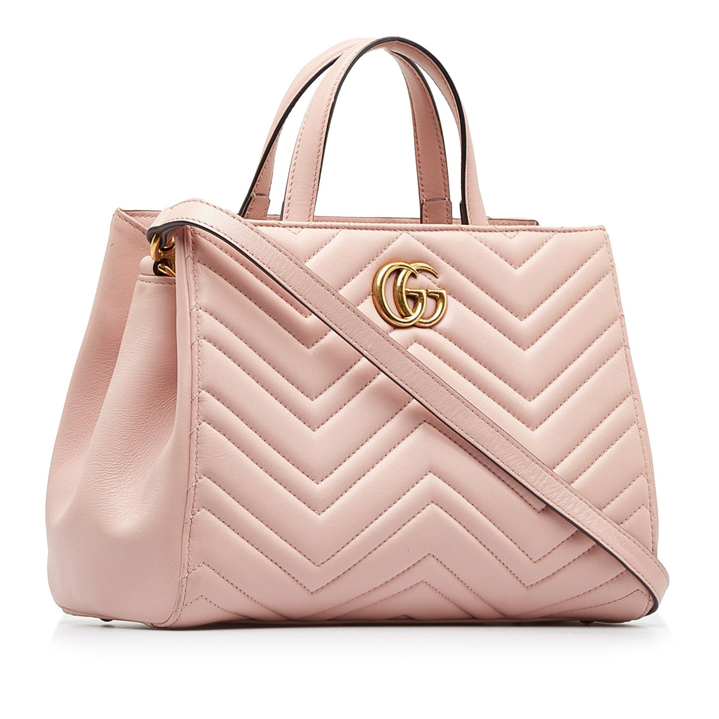 Gucci GG Marmont Pink Leather Quilted Tote Style 2
