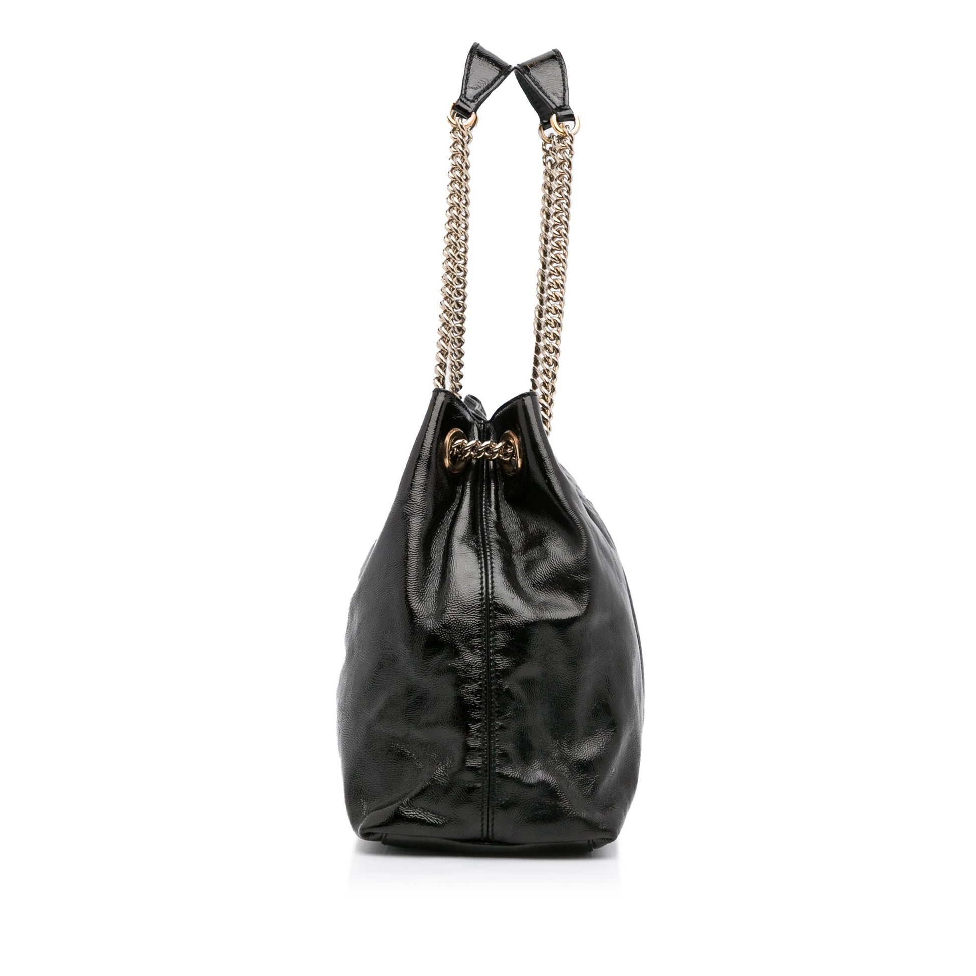 Gucci Soho Black Leather Patent Leather Tote