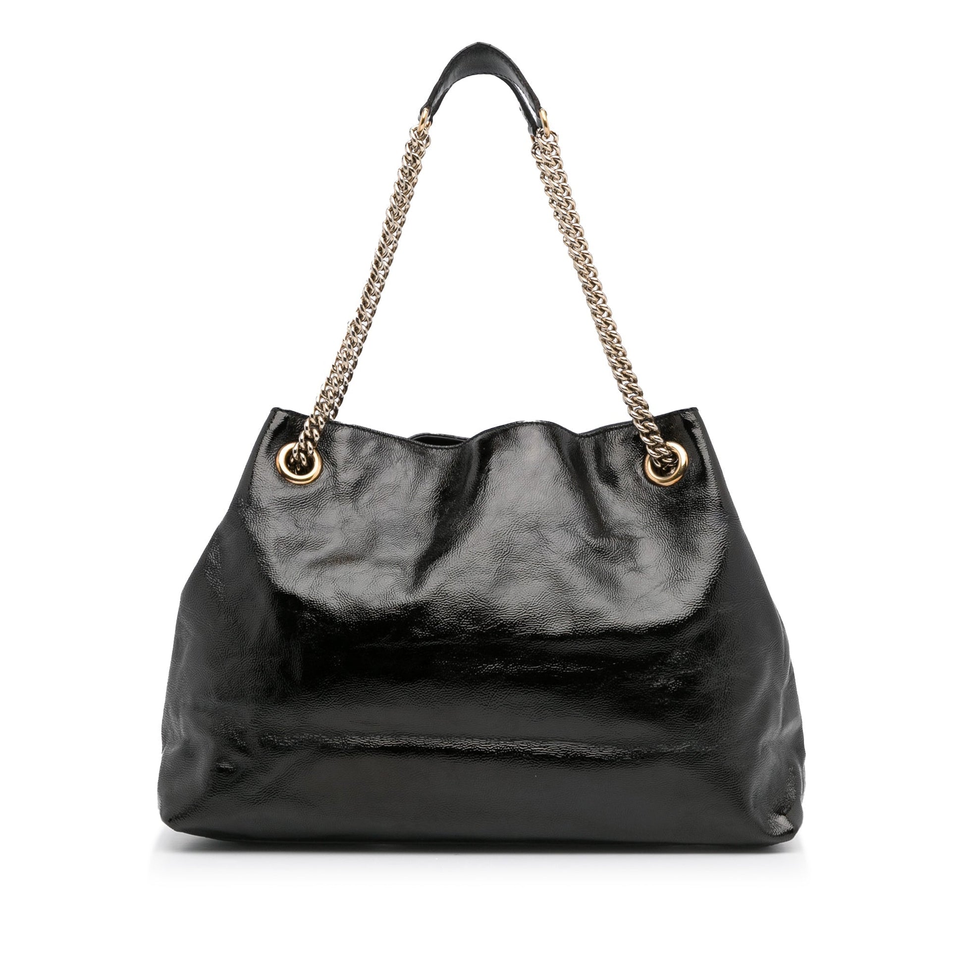 Gucci Soho Black Leather Patent Leather Tote