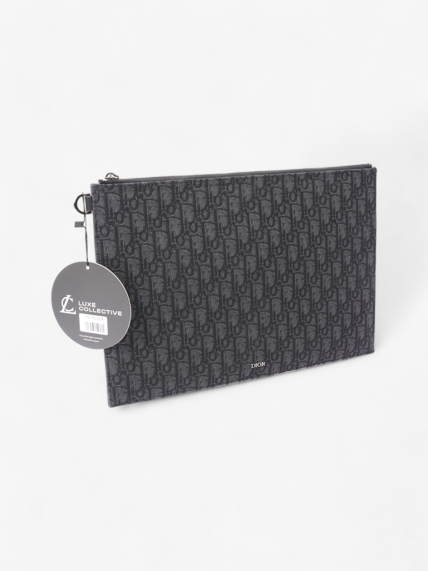 Christian Dior A4 Pouch Black Oblique Canvas