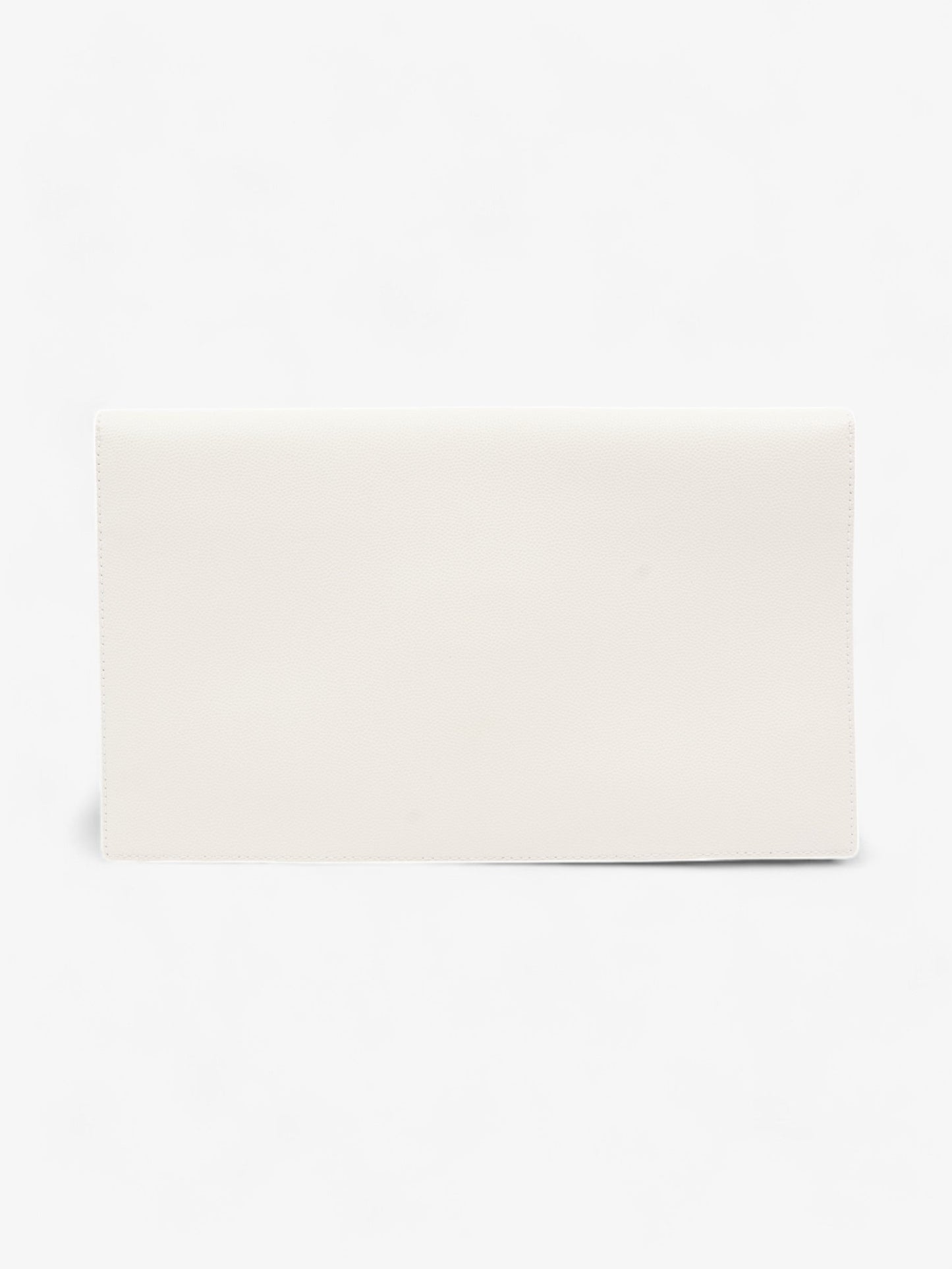 Saint Laurent Uptown Clutch White Grained Leather Medium