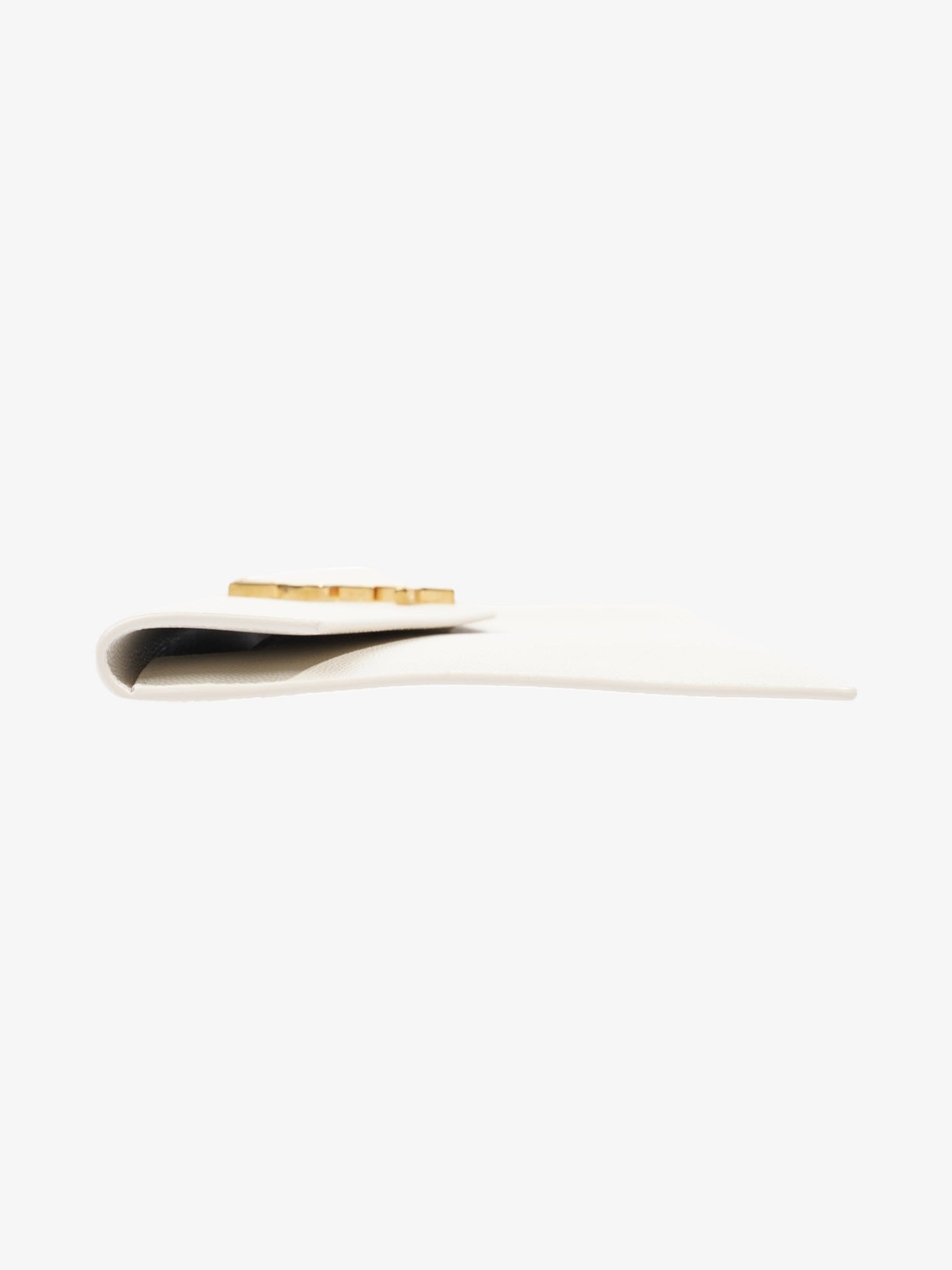 Saint Laurent Uptown Clutch White Grained Leather Medium
