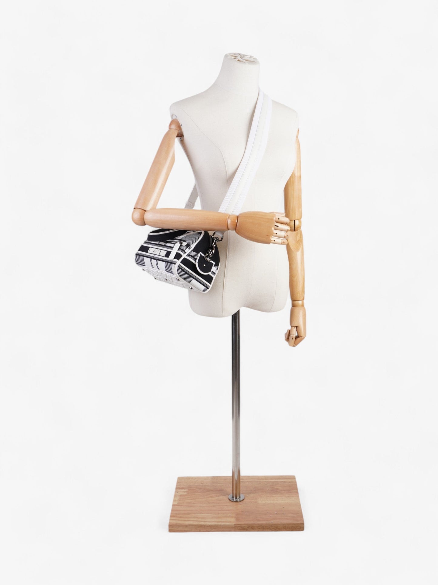 Christian Dior Vibe Zip Bowling Bag Black / White Cloth