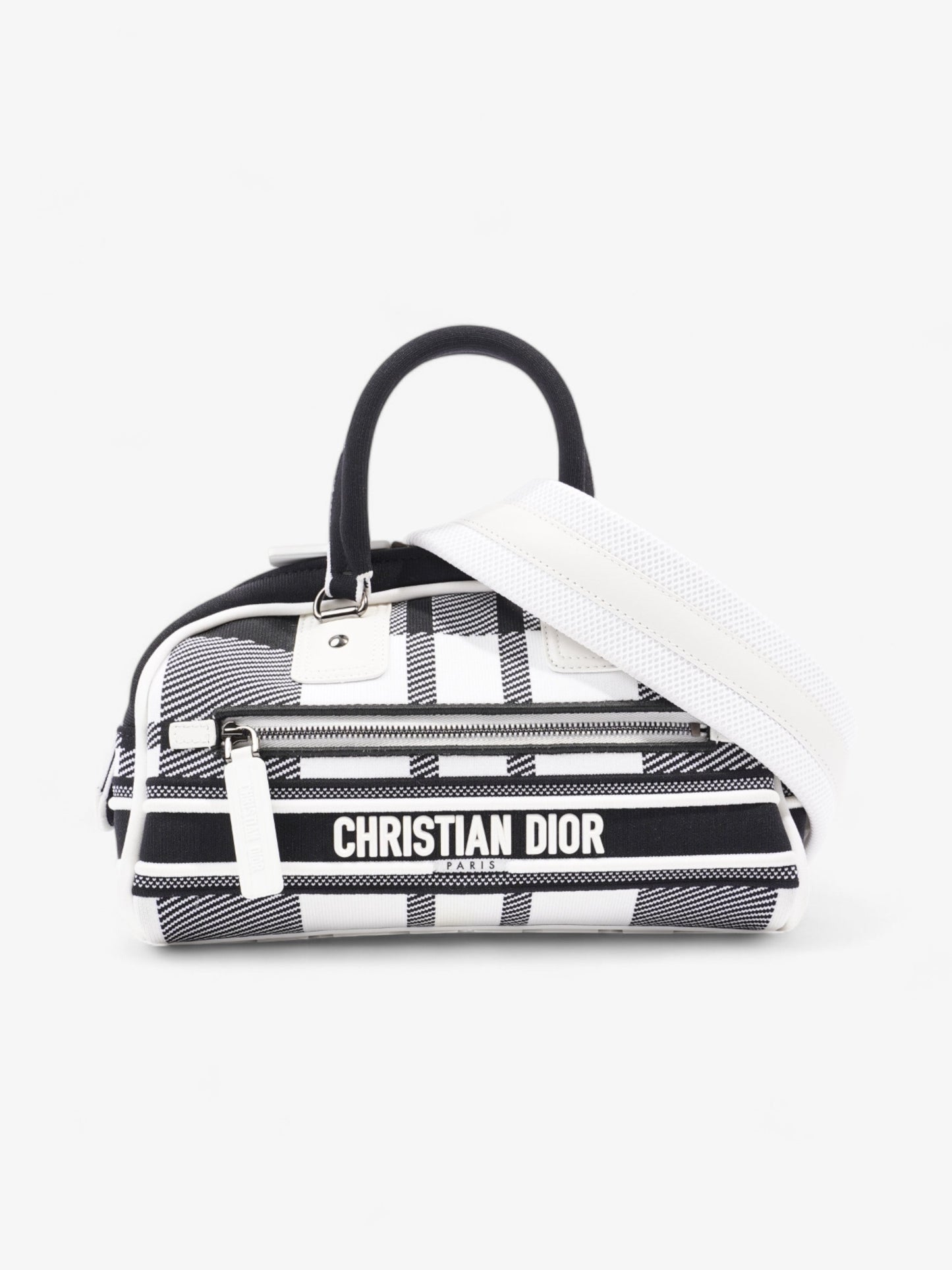 Christian Dior Vibe Zip Bowling Bag Black / White Cloth