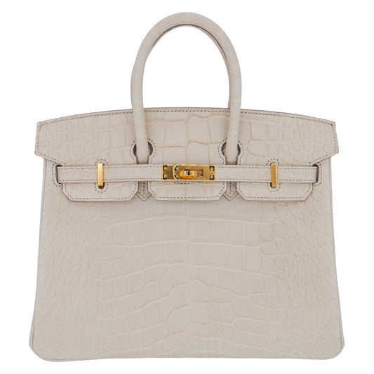 Hermes25cm Birkin Beton Matte Alligator Gold Hardware