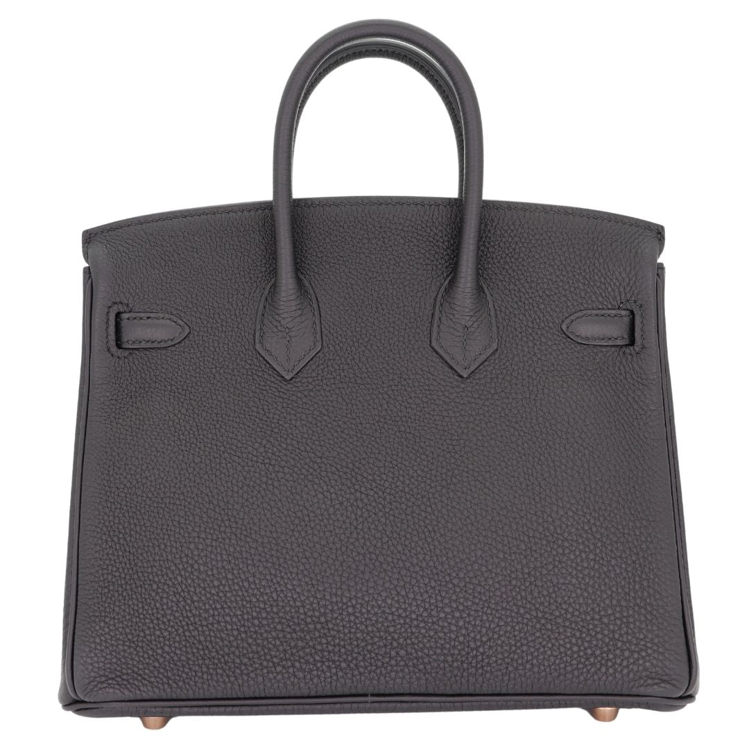 Hermes25cm Birkin Black Togo Leather Rose Gold Hardware