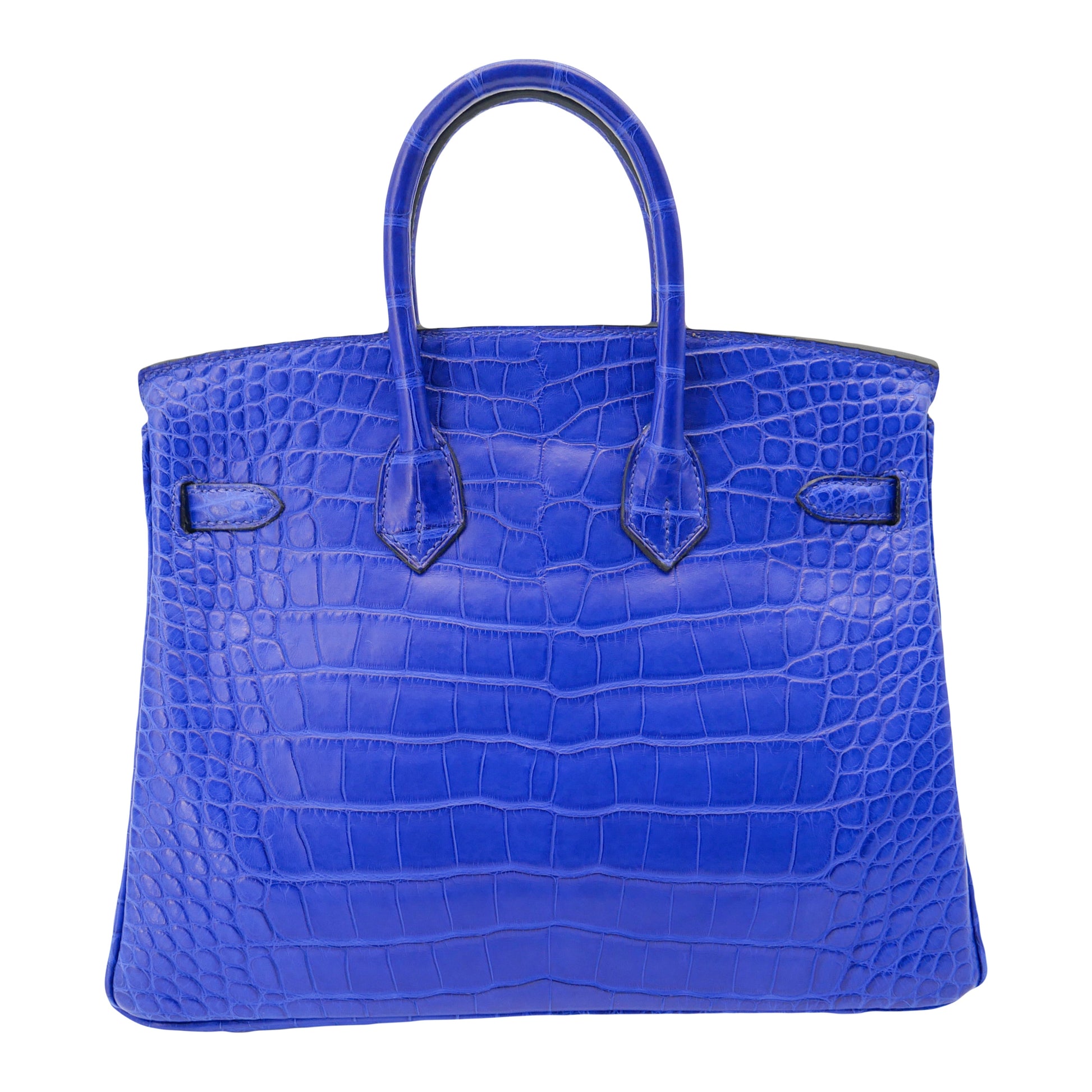 Hermes25cm Birkin Bleu Electrique Matte Alligator Palladium Hardware