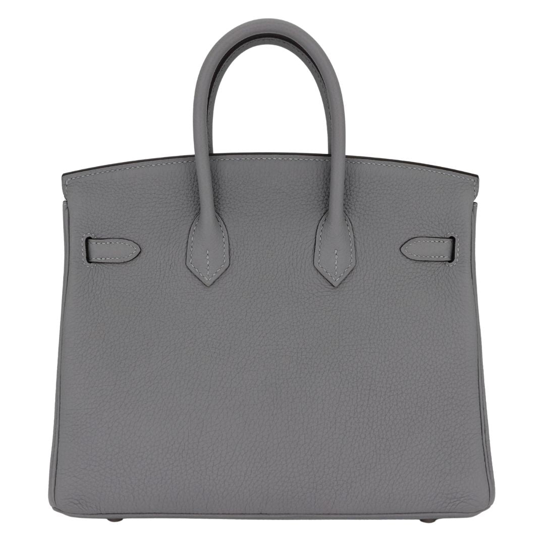 Hermes25cm Birkin Bleu Lin Togo Leather Palladium Hardware