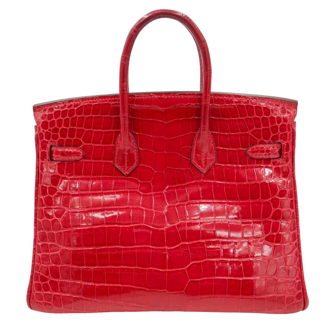 Hermes25cm Birkin Braise Shiny Niloticus Crocodile Gold Hardware