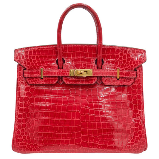 Hermes25cm Birkin Braise Shiny Niloticus Crocodile Gold Hardware