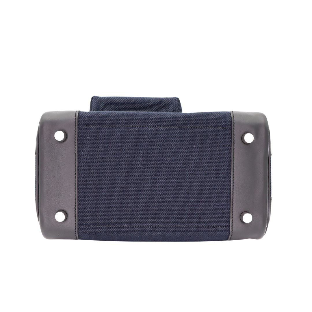 Hermes25cm Birkin Cargo Bleu Marine/ Black Canvas/ Swift Leather Palladium Hardware