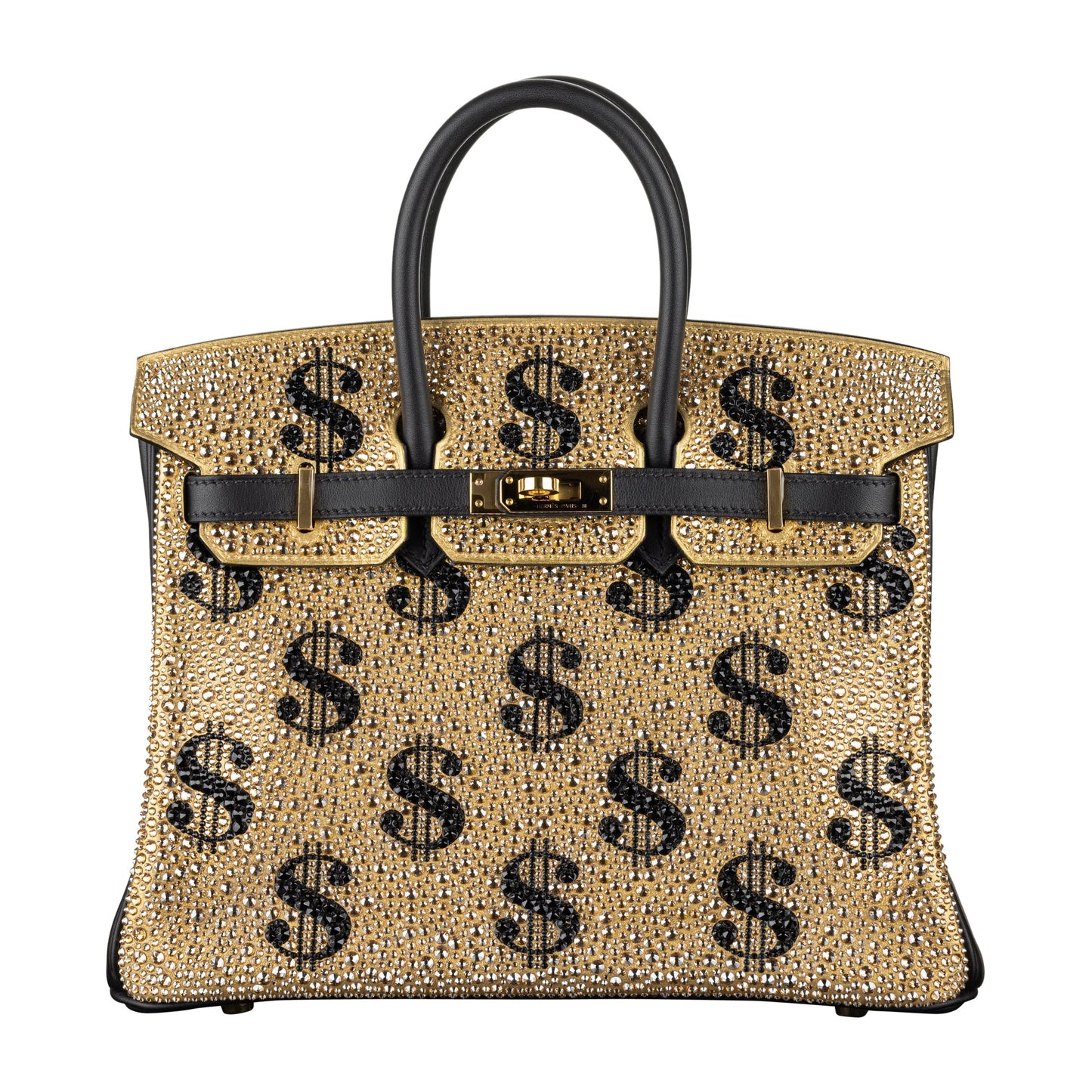 Hermes25cm Birkin Customized Gold Moneybags Swarovski Crystal Gold Hardware