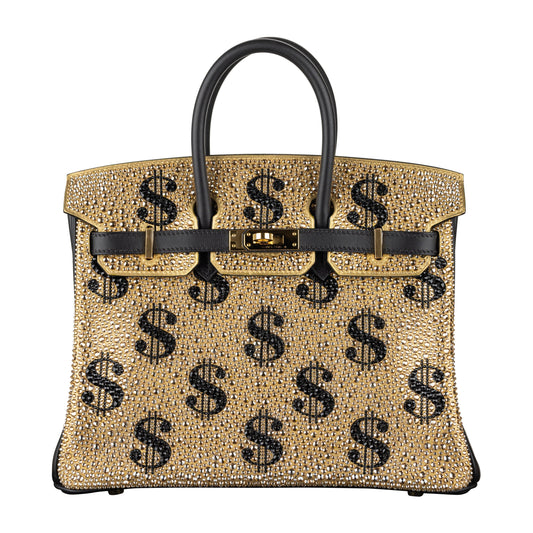 Hermes25cm Birkin Customized Gold Moneybags Swarovski Crystal Gold Hardware