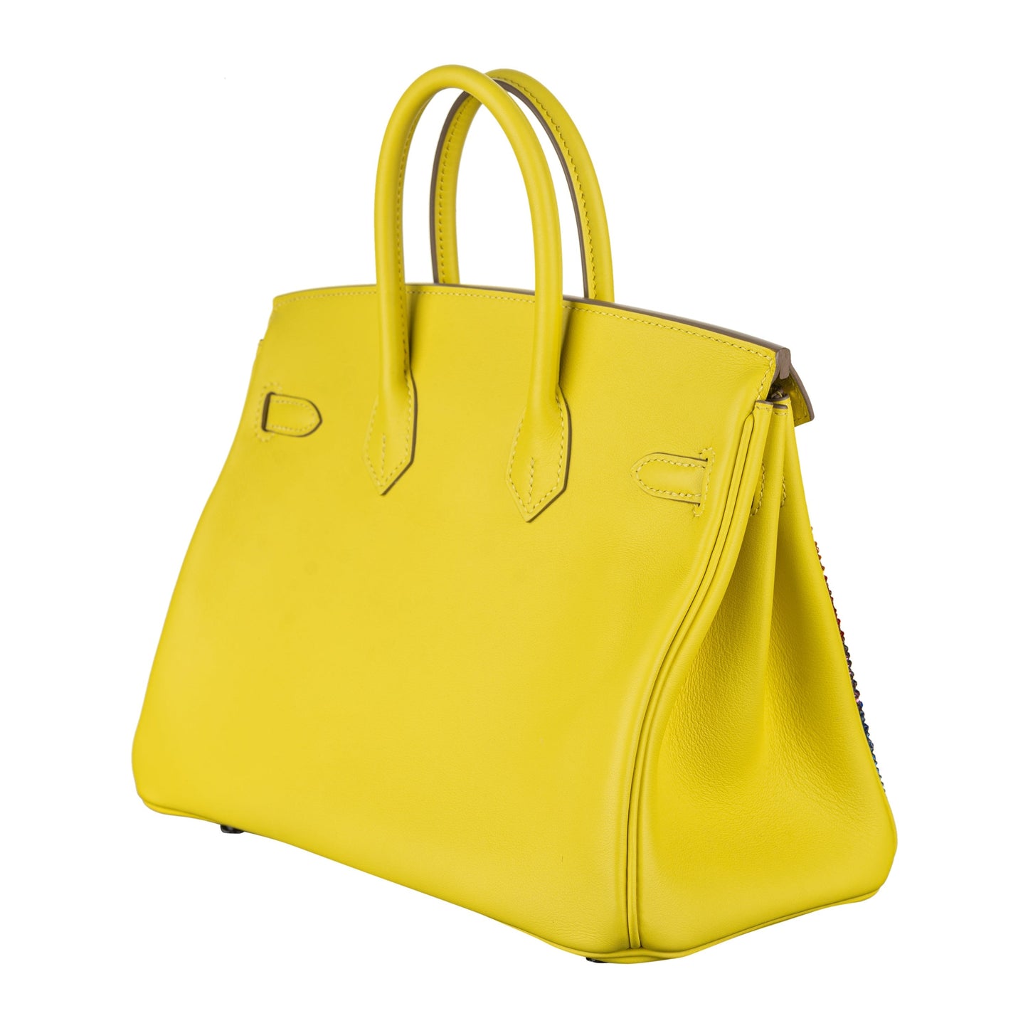 Hermes25cm Birkin Customized Rainbow Chevron Swarovski Crystal Palladium Hardware