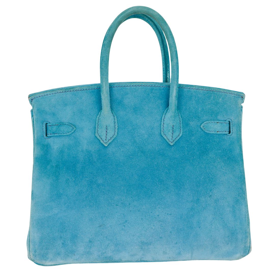 Hermes25cm Birkin Doblis Bleu Suede Palladium Hardware