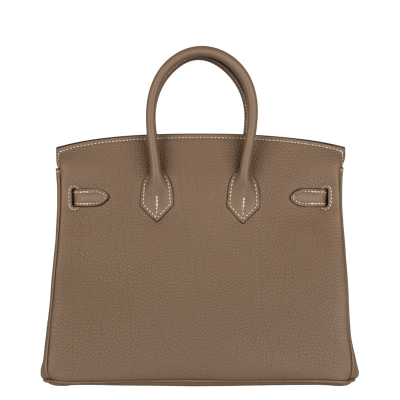 Hermes25cm Birkin Etoupe Togo Leather Palladium Hardware