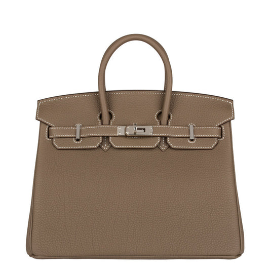 Hermes25cm Birkin Etoupe Togo Leather Palladium Hardware
