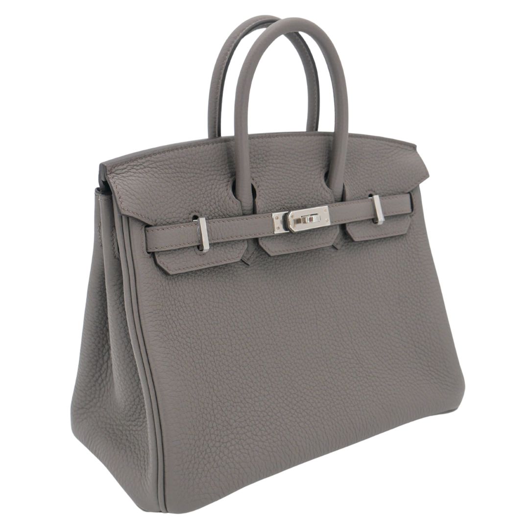Hermes25cm Birkin Gris Meyer Togo Leather Palladium Hardware