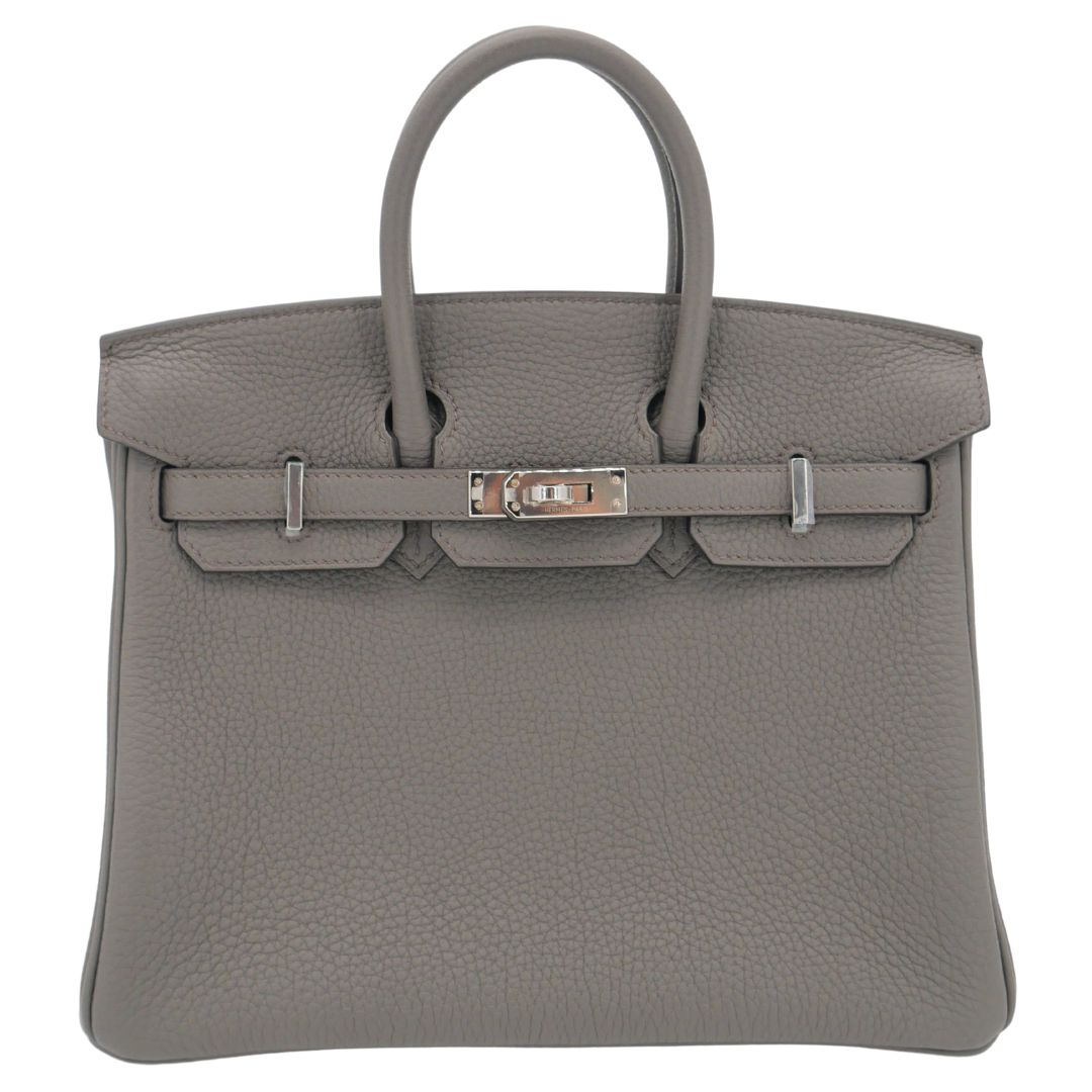 Hermes25cm Birkin Gris Meyer Togo Leather Palladium Hardware