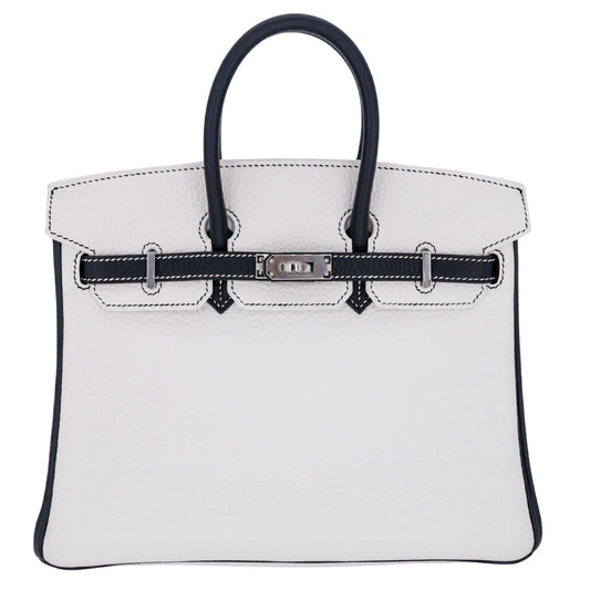 Hermes25cm Birkin HSS Panda Black/ White Clemence Leather Palladium Hardware