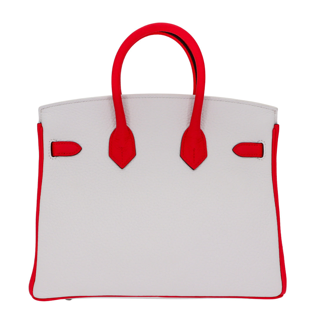 Hermes25cm Birkin HSS White/ Rose Extreme Clemence Leather Brushed Palladium Hardware