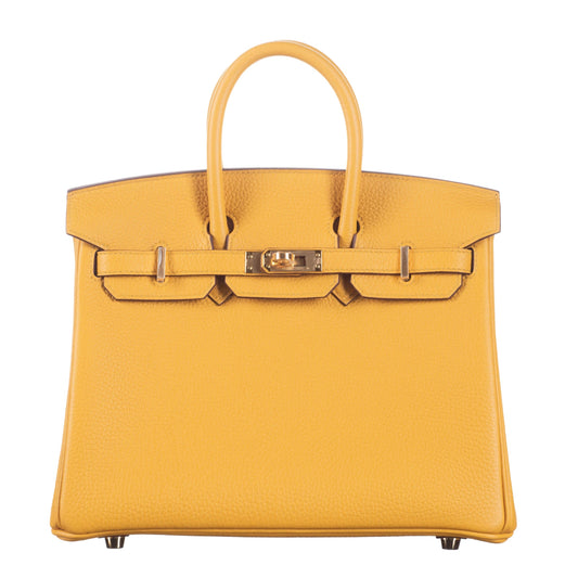 Hermes25cm Birkin Jaune Ambre Togo Leather Gold Hardware