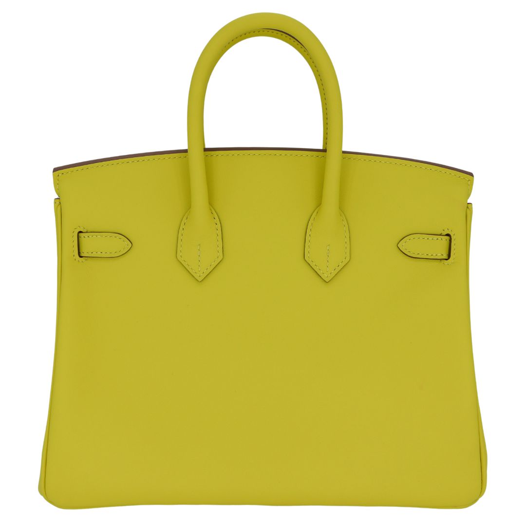 Hermes25cm Birkin Lime Swift Leather Palladium Hardware