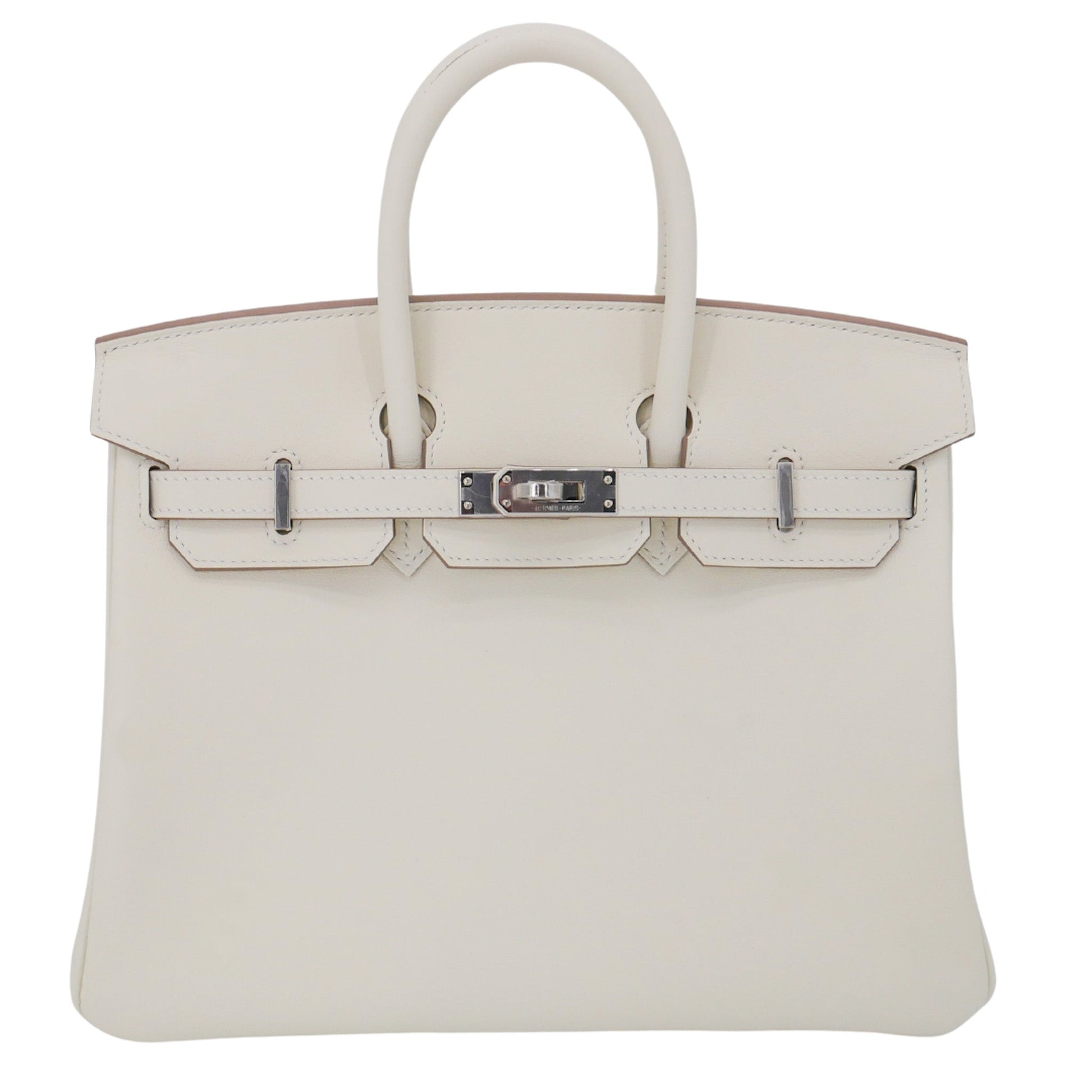 Hermes25cm Birkin Mushroom Swift Leather Palladium Hardware