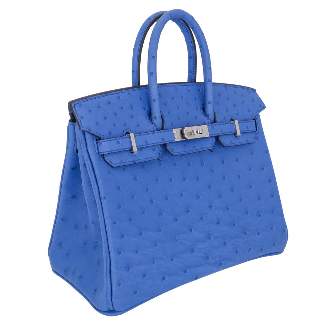 Hermes25cm Birkin Mykonos Ostrich Palladium Hardware