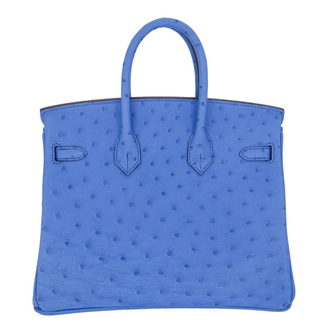 Hermes25cm Birkin Mykonos Ostrich Palladium Hardware