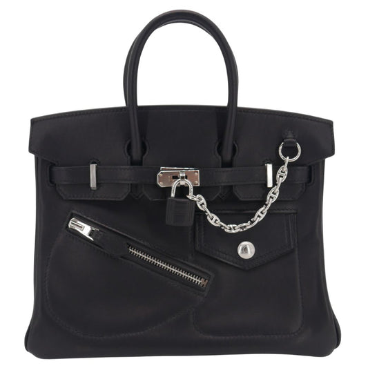 Hermes25cm Birkin Rock Black Volupto Leather Palladium Hardware